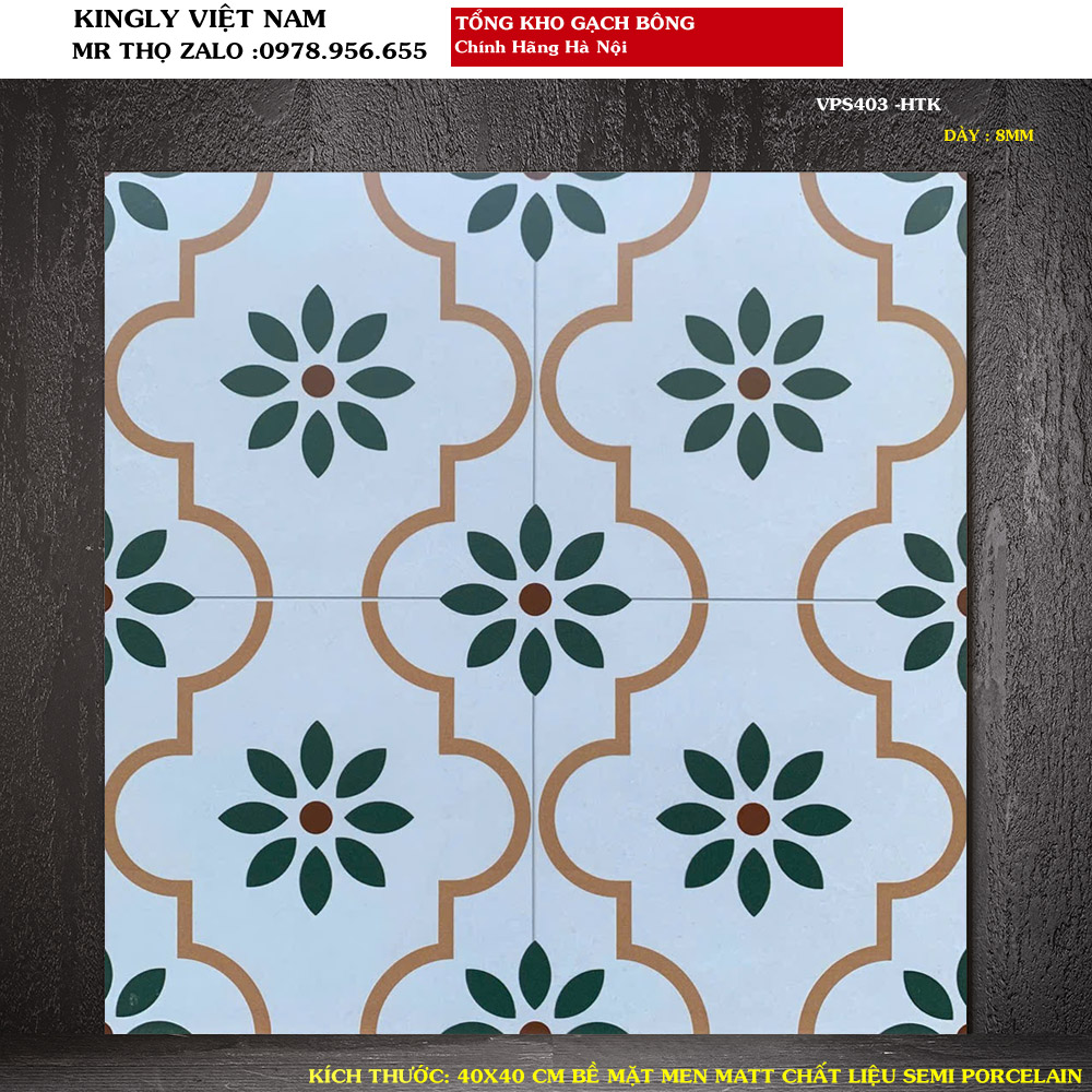 Gạch bông Viglacera 40x40 cm VPS403 Loại 1